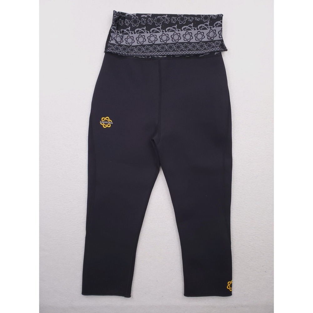 Zaggora Hot Pants Womens Medium Black Pull On Capri Neoprene Celu Lite Yoga